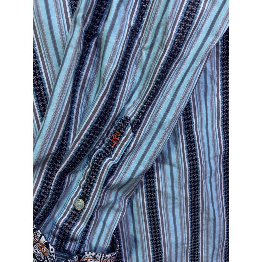 Robert Graham Mens Button Up Shirt Multicolor Stripe Flip Cuff  100% Cotton XL - Picture 6 of 13